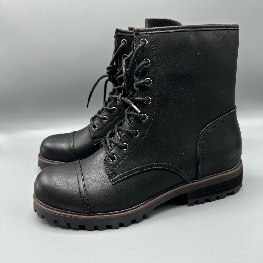 B.O.C By Born Combat Boots Lace Up Faux Leather Women's Size 9 M Black